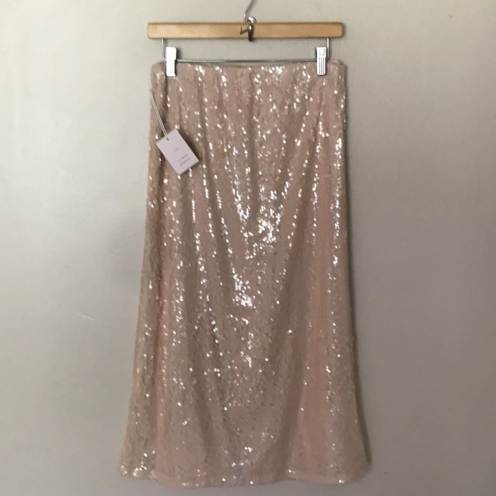 NEW LC Lauren Conrad Sequin Midi Slip Skirt‎